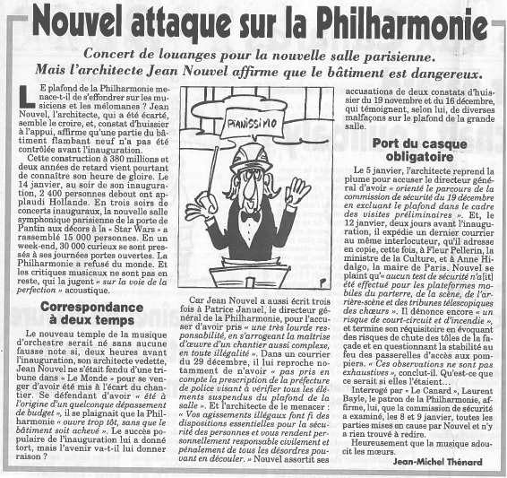 Canard Enchaîné 21 janvier Philharmonie Paris