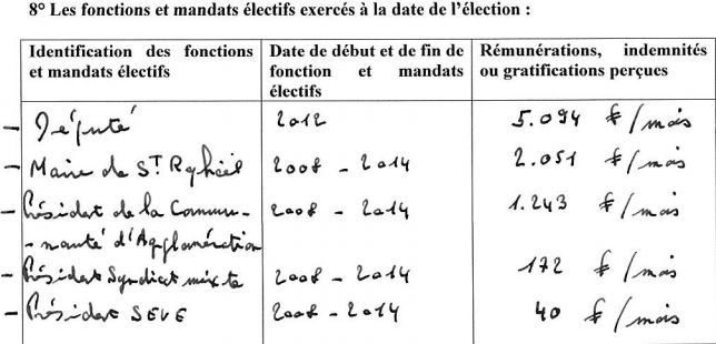 Les fonctions et mandats électifs de Georges Ginesta
