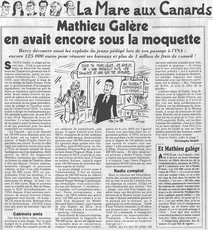 Canard Enchaîné Bureaux INA Mathieu Gallet Radio France